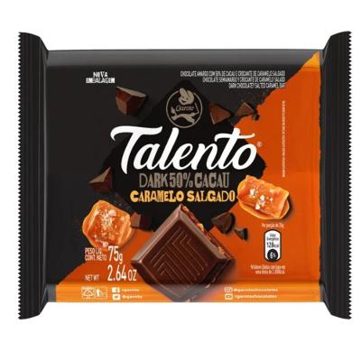 Chocolate Garoto Talento Dark 50% Cacau Caramelo Salgado 75g