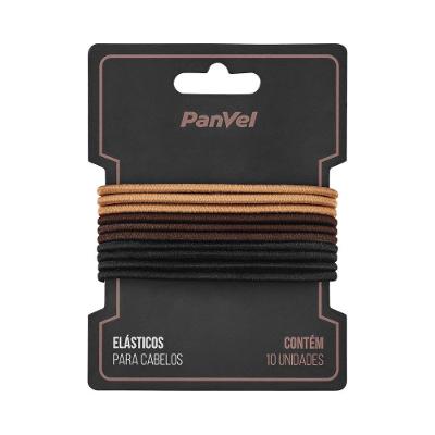 Elástico Para Cabelos Panvel Acessórios 3mm Com 3 Cores Preto/ Marrom / Bege 10 Unidades
