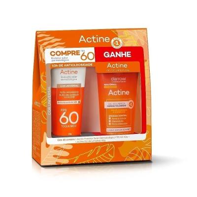 Kit Actine Protetor Solar Color Cor Universal Fps60 40g + Gel De Limpeza 40g