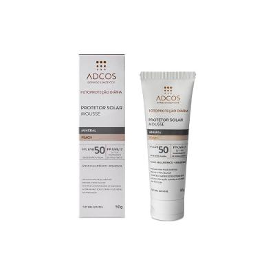 Protetor Solar Adcos Mousse Mineral Peach Fps 50 50g