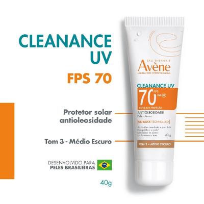 Protetor Solar Facial Avène Cleanance Uv Antioleosidade Fps70 40g Tom 3 Medio Escuro