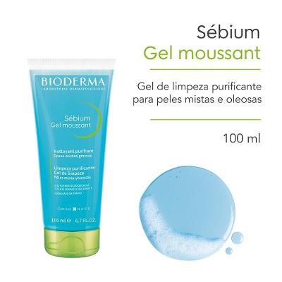 Gel Moussant Bioderma Sébium Limpeza Antioleosidade De Alta Tolerância Pump 100ml
