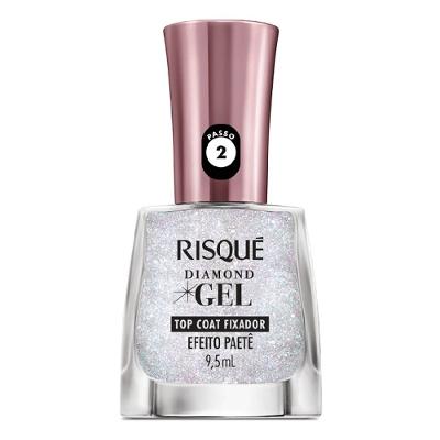 Top Coat Fixador Risqué Diamond Gel Efeito Paetê 9,5ml