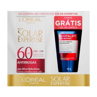 Kit Loreal Solar Expertise Protetor Solar Facial Antirrugas Fps60 40g + Gel De Limpeza 40g