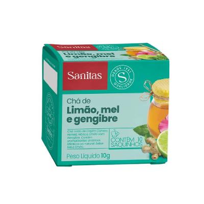 Chá Sanitas Limão, Mel E Gengibre 10g - 10 Saquinhos