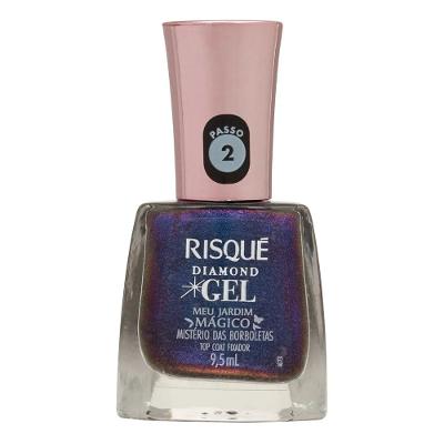 Top Coat Fixador Risqué Diamond Gel Meu Jardim Mágico Mistério Das Borboletas 9,5ml