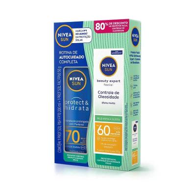 Kit Protetor Solar Nivea Corporal Fps70 200ml + Facial Antioleosidade Fps60 50ml