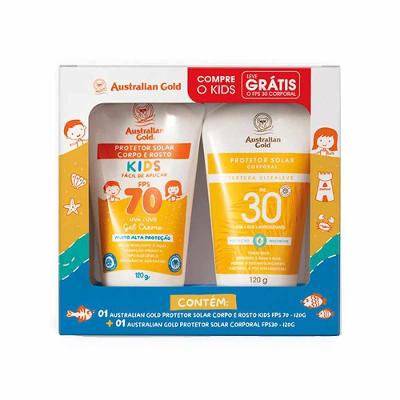 Kit Australian Gold Protetor Solar Kids Fps70 120g + Protetor Solar Corporal Fps30 120g