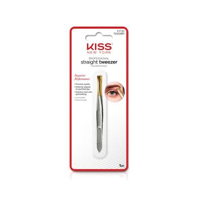 Pinça Kiss Para Sobrancelhas Ponta Dourada Reta