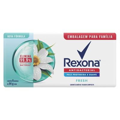Kit Sabonete Em Barra Rexona Antibacterial Fresh 6 Unidades - 84g Cada