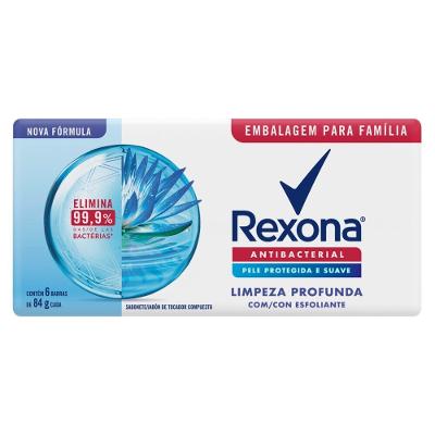 Kit Sabonete Em Barra Rexona Antibacterial Limpeza Profunda 6 Unidades - 84g Cada