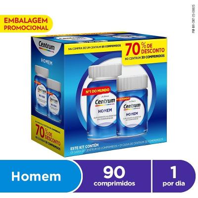 Kit Centrum Homem Multivitamínico De A A Zinco Com Vitaminas E Minerais Com 30+60 Comprimidos