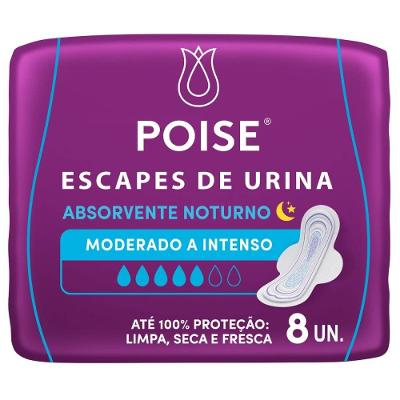 Absorvente Para Escapes De Urina Poise Noturno Moderado 8 Unidades