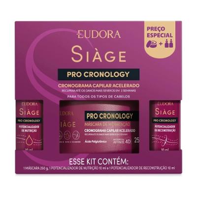 Kit Eudora Siage Pro Cronology - Mascara Capilar 250g+ Drop Reconstrução 10ml + Drop Nutrição 10ml
