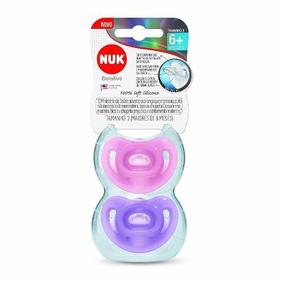 Chupeta Nuk Sensitive Rosa 6 Meses + Com 2 Unidades