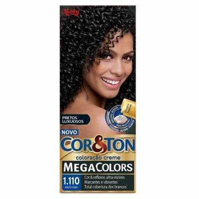 Tintura Permanente Cor E Ton Mega Colors 1.110 Preto Onix