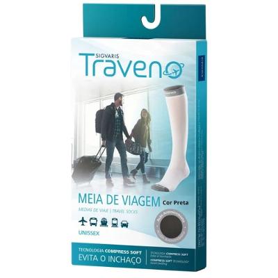 Meia Compressão 170 Traveno Panturrilha Unisex Ponteira Fechada Grande Preta