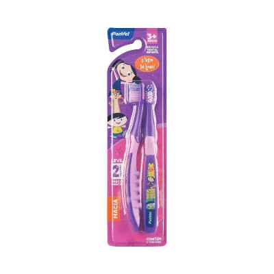 Escova Dental Infantil Panvel Oral Escolar Show De Luna Rosa +3 Anos - 2 Unidades