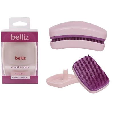 Escova De Cabelos Belliz Flex Pocket Rosa