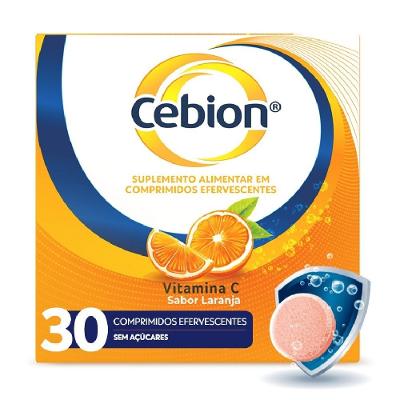 Cebion Vitamina C 1g Sabor Laranja Sem Açúcar 30 Comprimidos Efervescentes