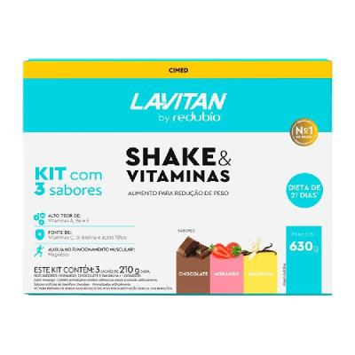 Kit Lavitan By Redubío Shake Para Redução De Peso Chocolate + Morango + Baunilha 630g