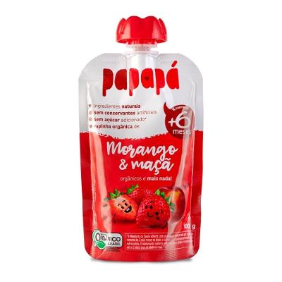 Papinha Orgânica Papapá Morango E Maçã 100g