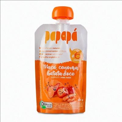 Papinha Orgânica Papapá Maçã, Batata Doce E Cenoura 100g