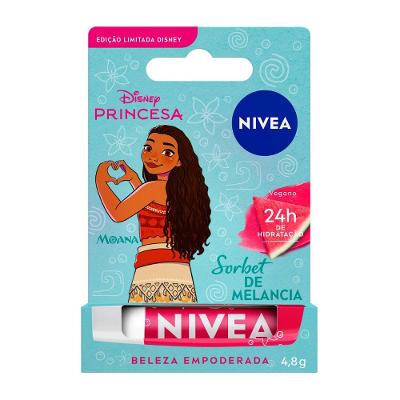 Hidratante Labial Nivea Sorbet De Melancia Edição Limitada Moana Disney Princesas 4,8g