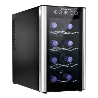 Adega de Vinho Climatizada Electrolux 8 garrafas Uma Porta Acabamento em Alumínio (ACB08)