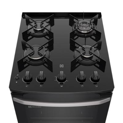 Fogão 4 bocas Electrolux Preto Efficient Mesa de Vidro, PerfectCook e Tripla Chama (FE4GP)