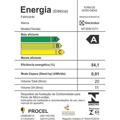 Micro-ondas Electrolux 20L cor Inox Espelhado com Função Tira Odor (MT30S)