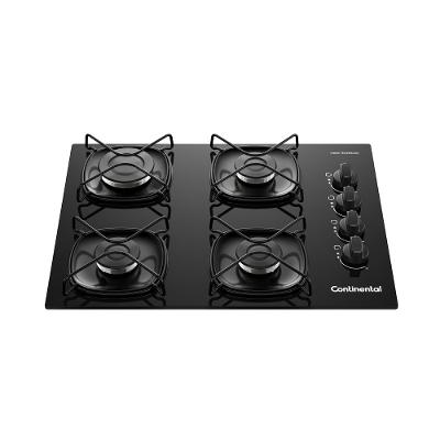 Cooktop 4 Bocas a Gás Continental Mesa de Vidro Preto com Acendimento Automático (KC4GR)