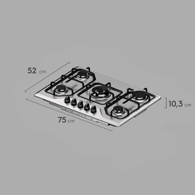 Cooktop 5 Bocas a Gás Electrolux Inox Experience Multi Chama e Grade Ferro Fundido (KE5XC)
