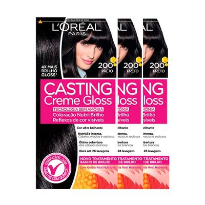 L'Oréal Paris Coloração Casting Creme Gloss Kit - 200 Preto