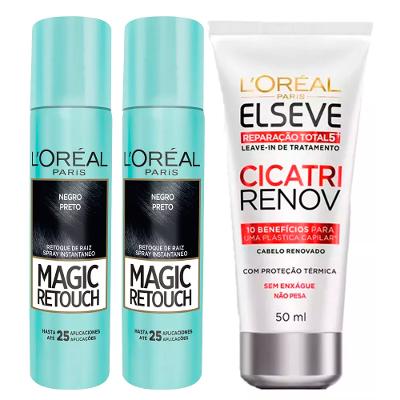 L'Oréal Paris Magic Retouch + Ganhe Cicatri Renov Kit - Leave-In + 2 Corretivos Capilar Preto