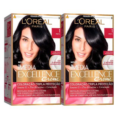 L'Oréal Paris Coloração Imédia Excellence 1 Preto Kit - 2 Unidades