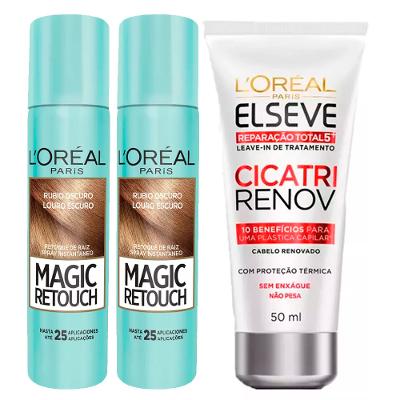 L'Oréal Paris Magic Retouch + Ganhe Cicatri Renov Kit - Leave-In + 2 Corretivos Capilar Louro Escuro