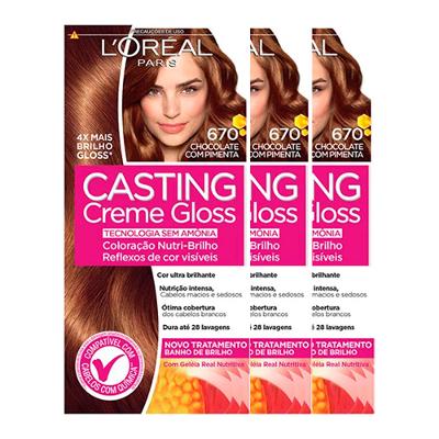 L'Oréal Paris Coloração Casting Creme Gloss Kit - 670 Chocolate com Pimenta