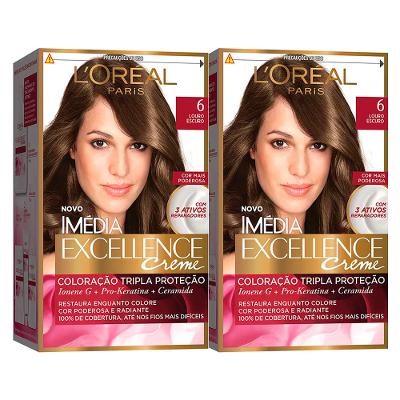 L'Oréal Paris Coloração Imédia Excellence 6 Louro Escuro Kit - 2 Unidades