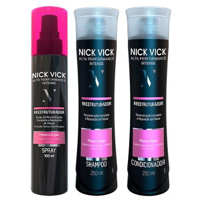 Kit Shampoo + Condicionador + Máscara Capilar Nick & Vick Pro-Hair Reestruturador