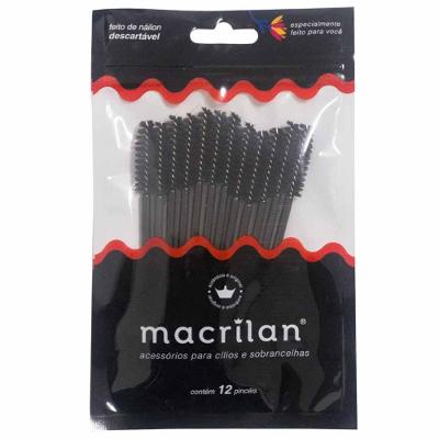 Macrilan Kit com 12 Pincéis para Cílios e Sobrancelhas