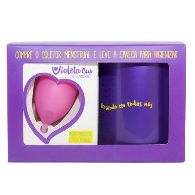 Kit Violeta Cup - Coletor Tipo A Rosa+ Caneca Higienizador