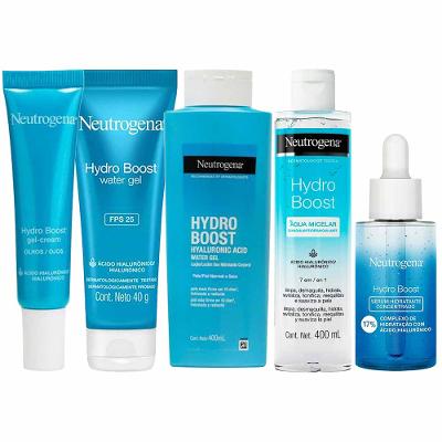 Neutrogena Hydro Boost Kit – Hidratante Facial FPS25 + Gel para Olhos + Hidratante Corporal + Sérum + Água Micelar