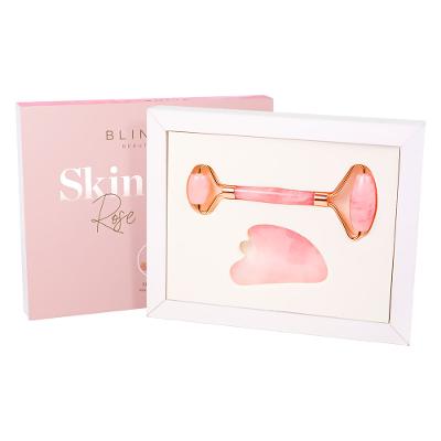 Blink Lab Skin Glow Kit – Roller Massageador + Guashá de Quartzo Rosa