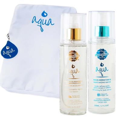 Parafina Bronze Kit – Água Aceleradora de Bronzeado 200ml + Água Hidratante 200ml + Necessaire Aqua