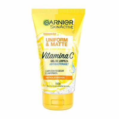 Gel de Limpeza Facial Antibacteriano Garnier Uniform & Matte Vitamina C