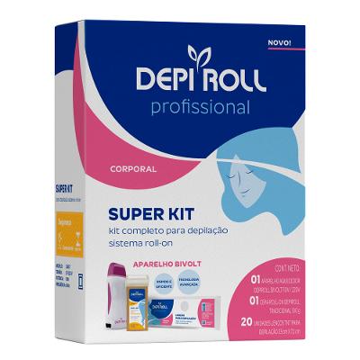 DepiRoll Depilação Roll-on Tradicional Super Kit – Aparelho Aquecedor + Cera Roll-On + Lenços