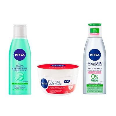 NIVEA Limpeza Facial Kit – Tônico + Água Micelar + Creme Antissinais