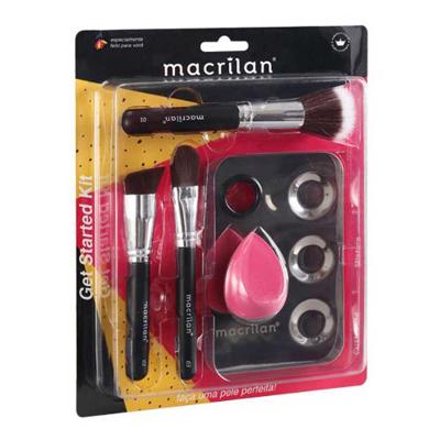 Macrilan KP10-1 Get Started Kit – 3 Pincéis de Maquiagem + 1 Esponja + 1 Placa