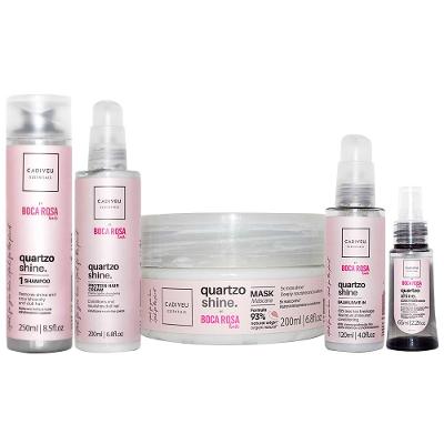Cadiveu Professional Quartzo Shine by Boca Rosa Hair - Kit Shampoo + Máscara + Leave-in + Sérum + Proteína